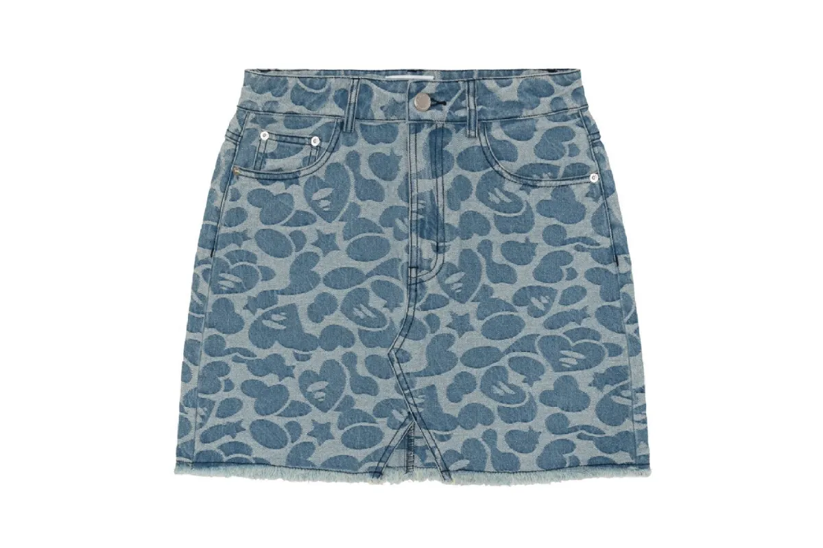 PATTERN DENIM MINI SKIRT sold by Bape