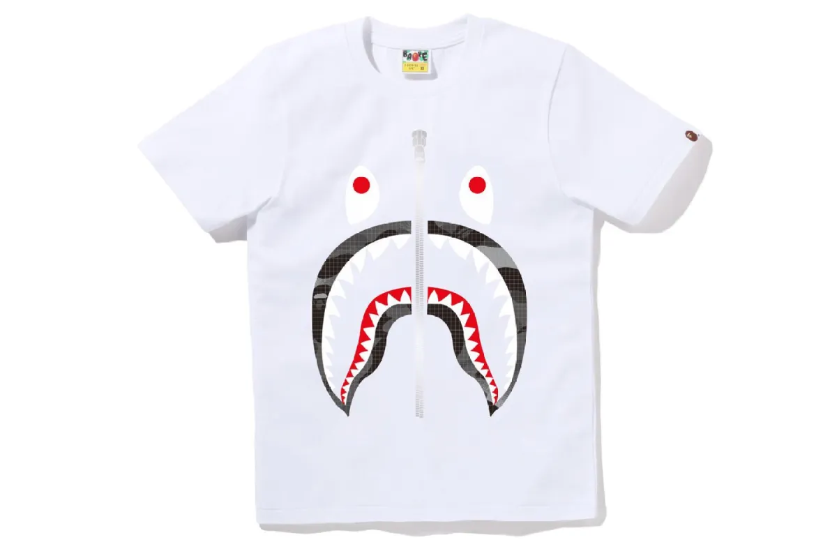 GRID CAMO SHARK TEE sold by Bape