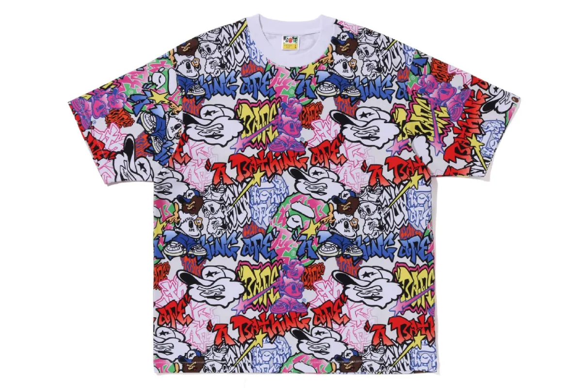 GRAFFITI PATTERN OVERSIZED TEE sold by Bape