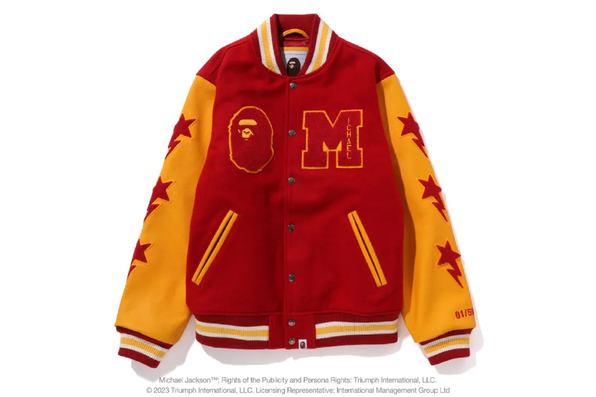 【 BAPE X MICHAEL JACKSON 】VARSITY JACKET sold by Bape
