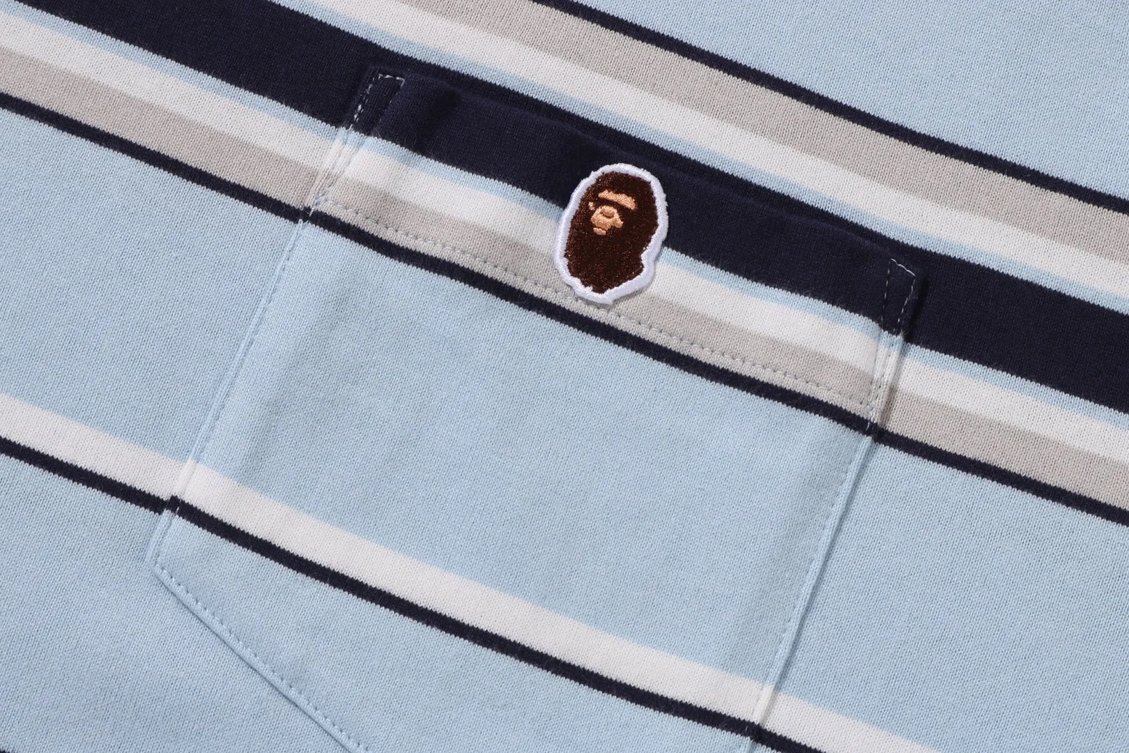 APE HEAD ONE POINT POCKET RELAXED FIT STRIPE TEE sold by Bape product image thumbnail 3