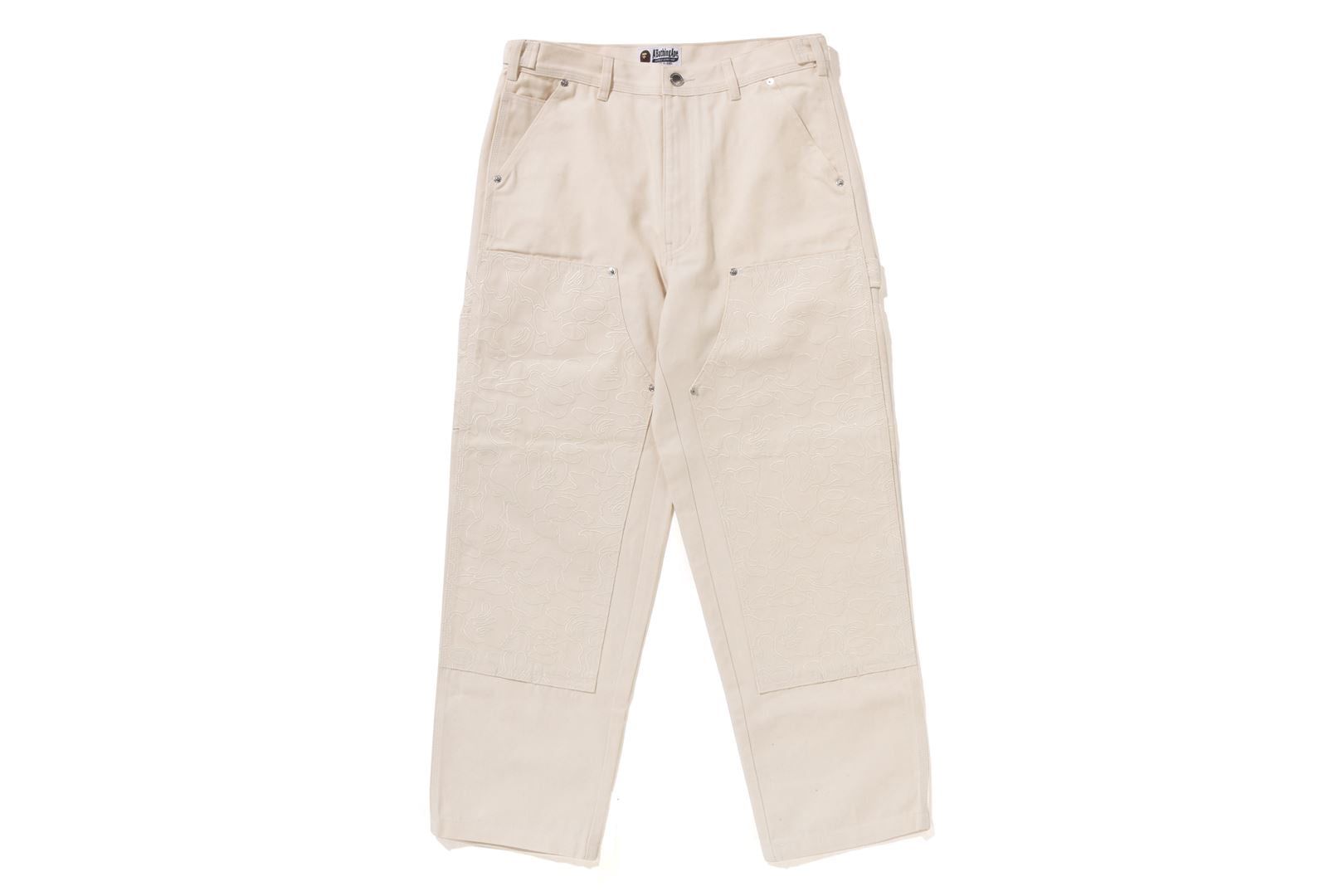 LINE CAMO PATCH DENIM DOUBLE KNEE WORK PANTS sold by Bape