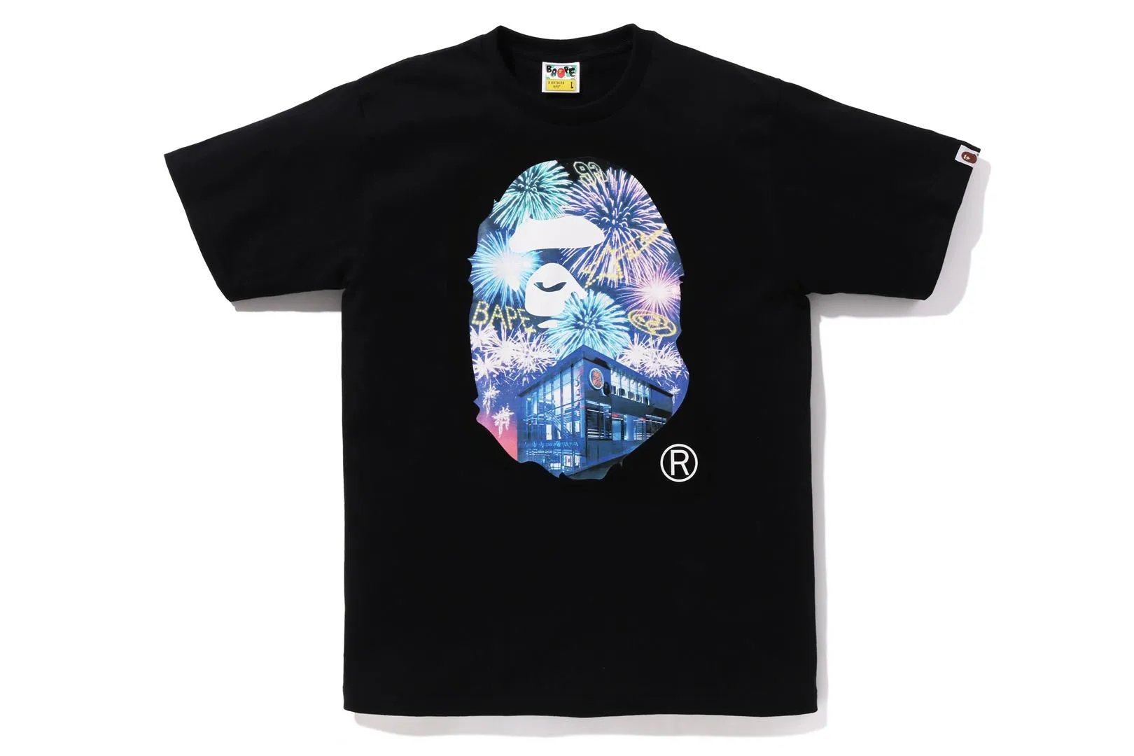 APE HEAD PHOTO FIREWORK TEE sold by Bape