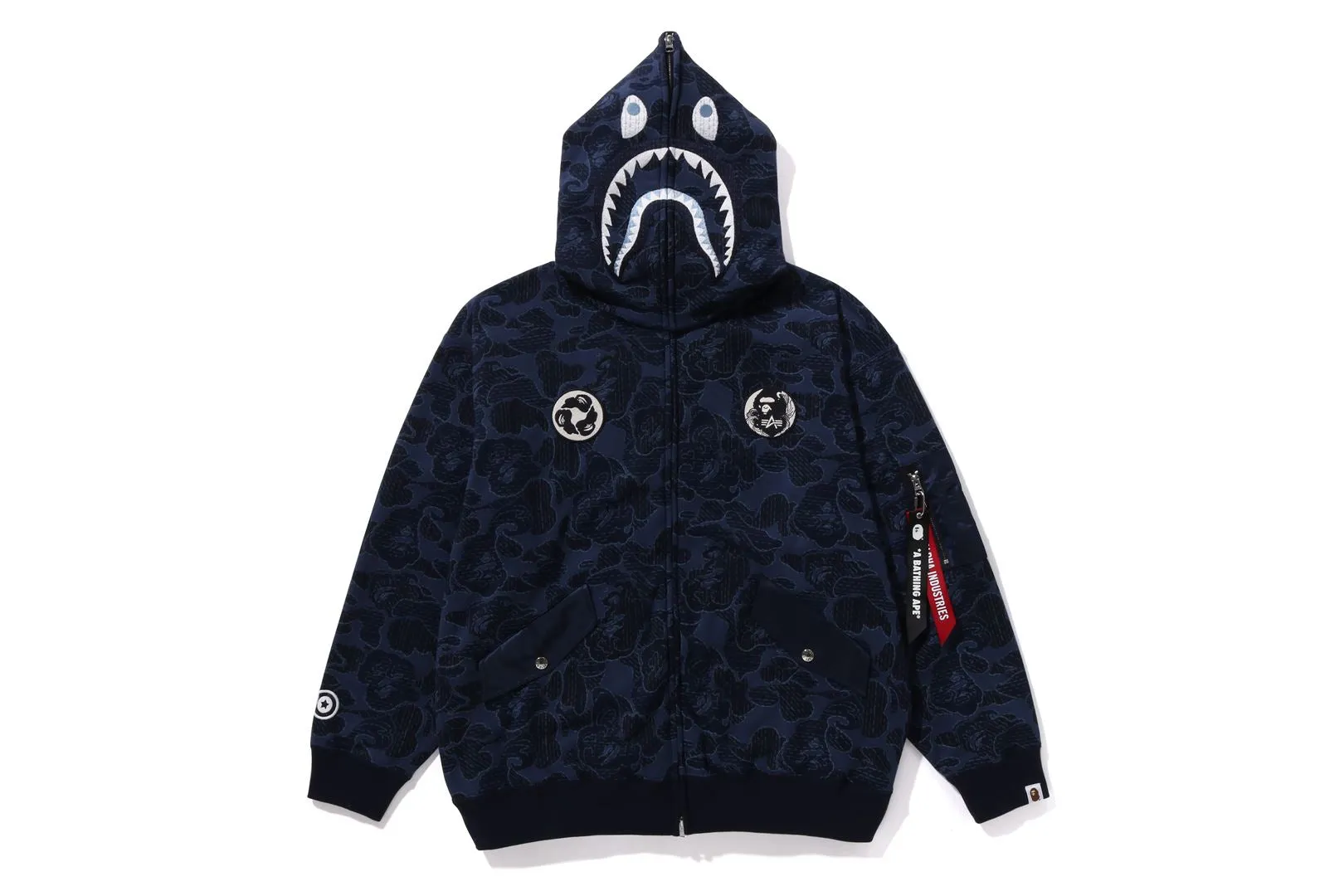 【 BAPE X ALPHA INDUSTRIES 】SHARK FULL ZIP HOODIE sold by Bape
