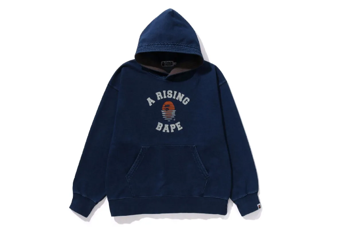 A RISING BAPE INDIGO PULLOVER HOODIE made by Bape