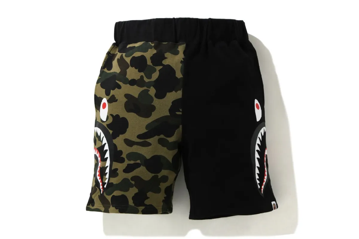 1ST CAMO HALF SIDE SHARK SWEAT SHORTS sold by Bape