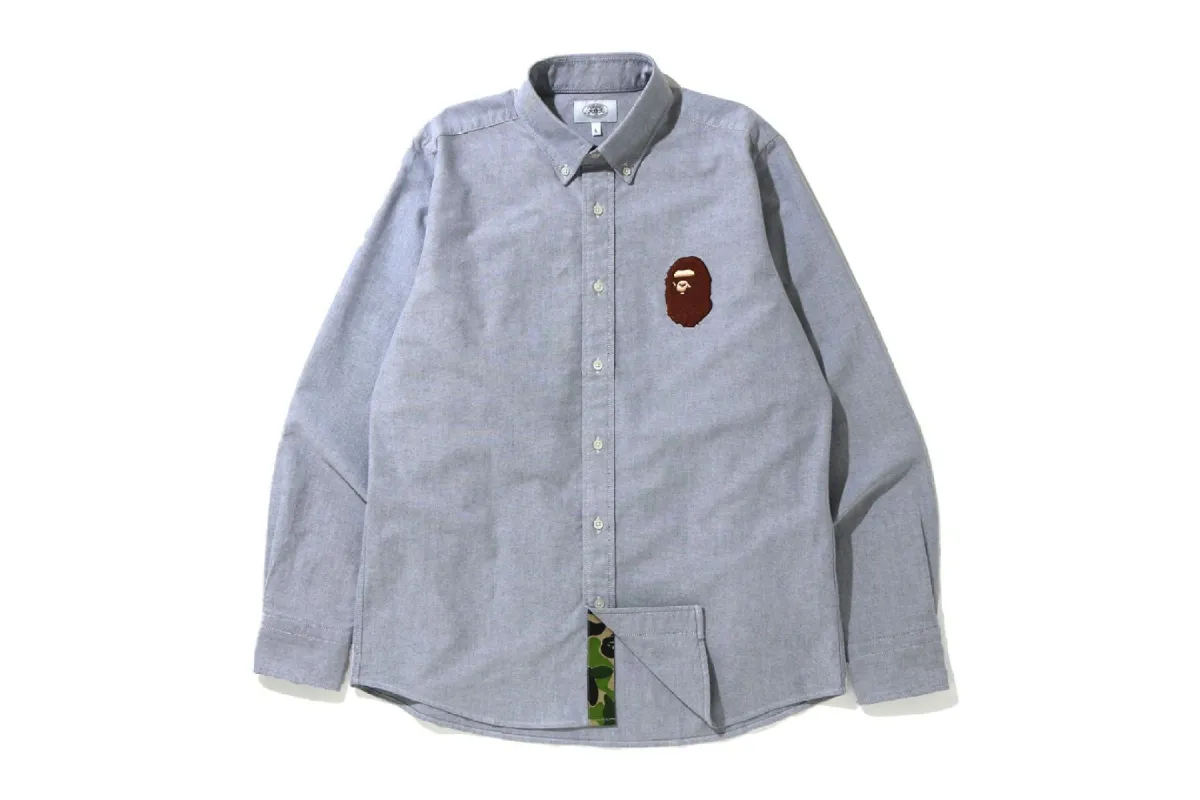 LARGE APE HEAD OXFORD BD SHIRT sold by Bape