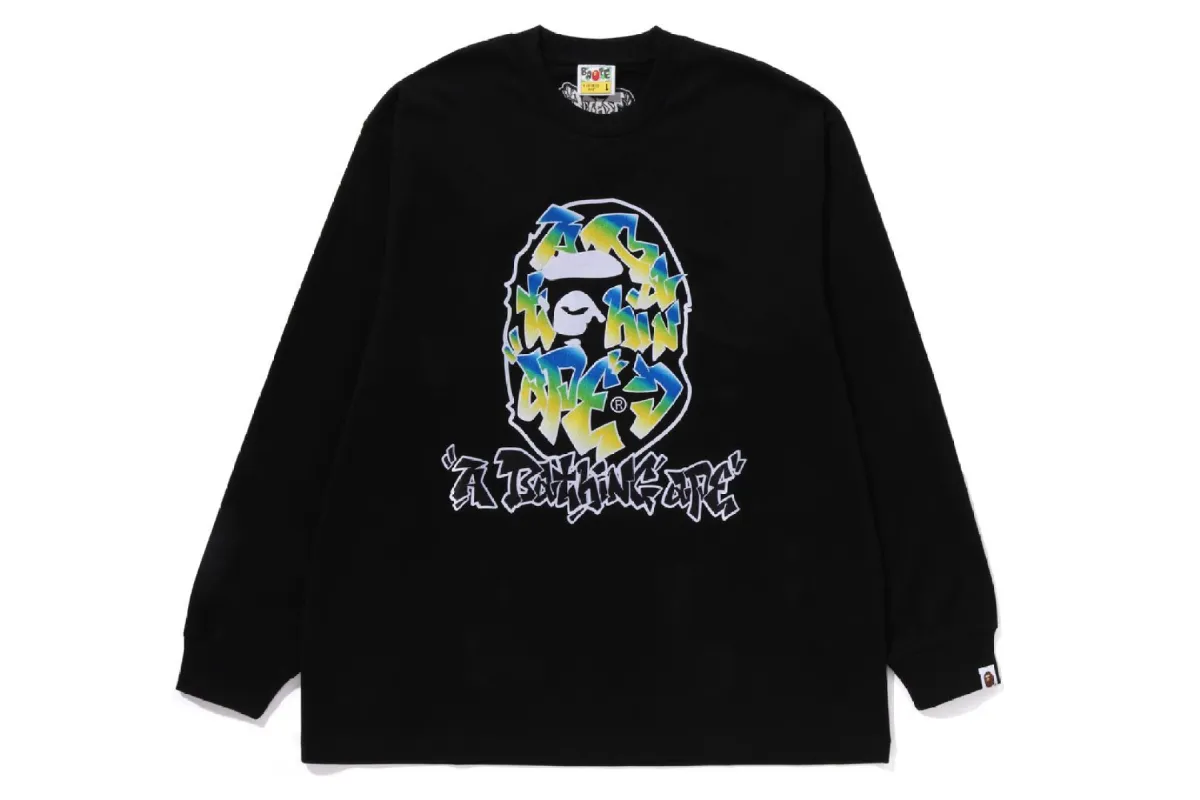 GRADIENT APE HEAD OVERSIZED LONG SLEEVE TEE sold by Bape