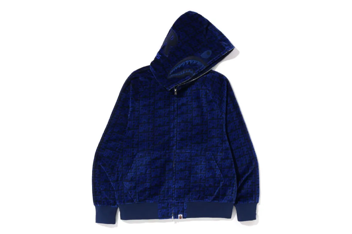 BAPE LOGO MONOGRAM VELOUR SHARK FULL ZIP HOODIE made by Bape