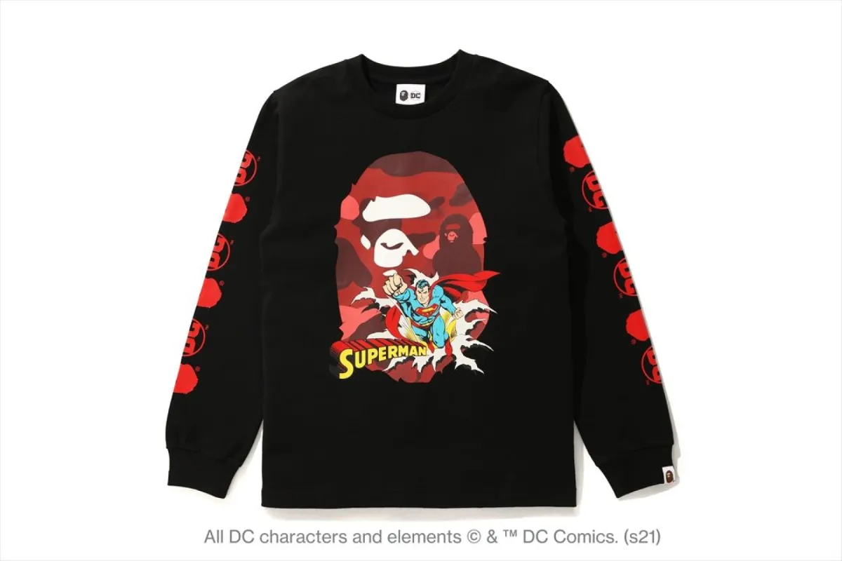 【 BAPE X DC 】SUPERMAN LONG SLEEVE TEE sold by Bape
