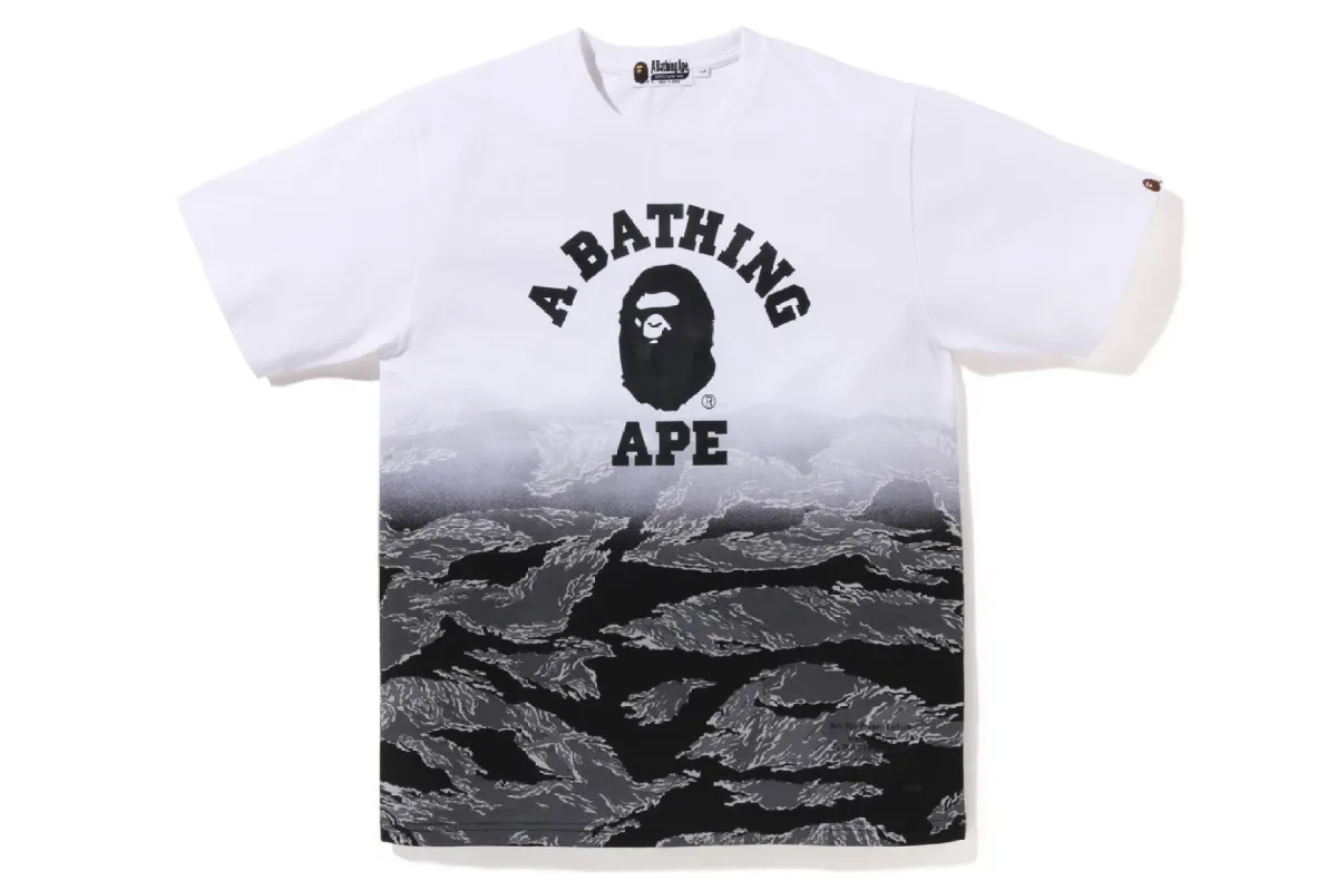 TIGER CAMO GRADATION COLLEGE TEE sold by Bape