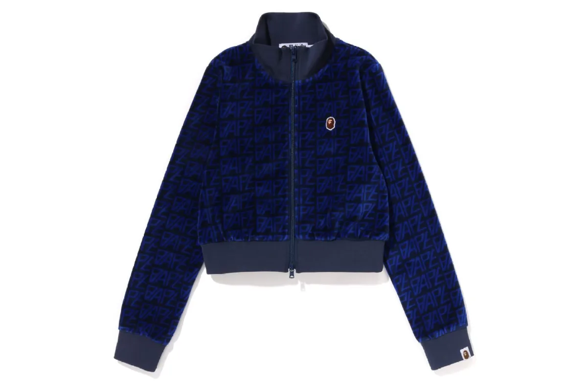 BAPE LOGO MONOGRAM VELOUR CROPPED TRACK TOP sold by Bape