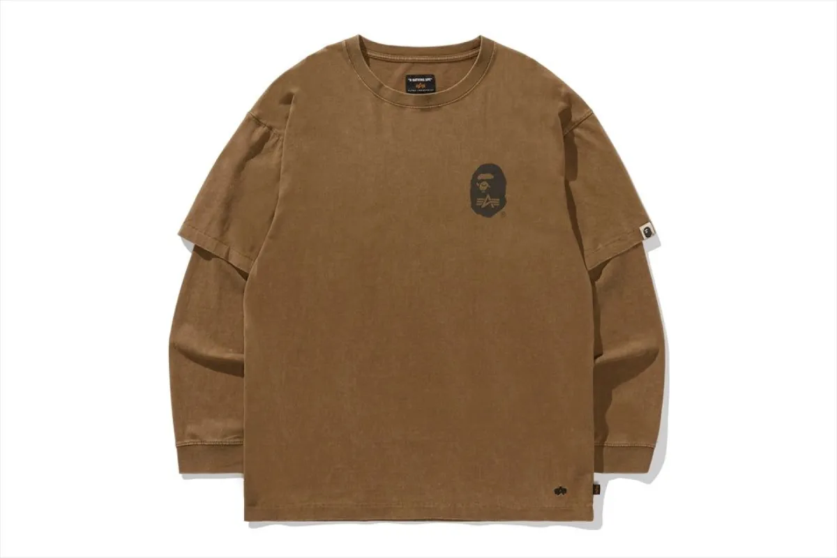 【 BAPE X ALPHA INDUSTRIES 】LAYERED L/S TEE sold by Bape