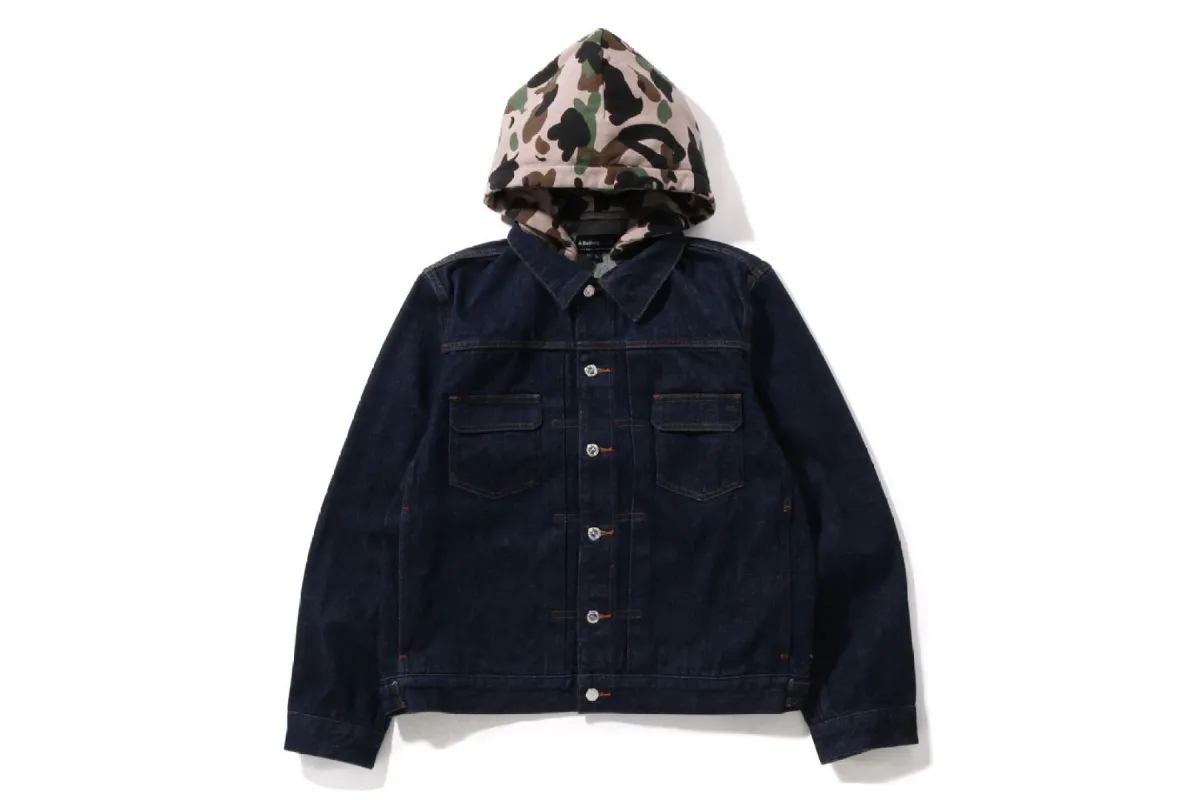 【 BAPE X A.P.C. 】DETACHABLE HOODIE  DENIM JACKET sold by Bape
