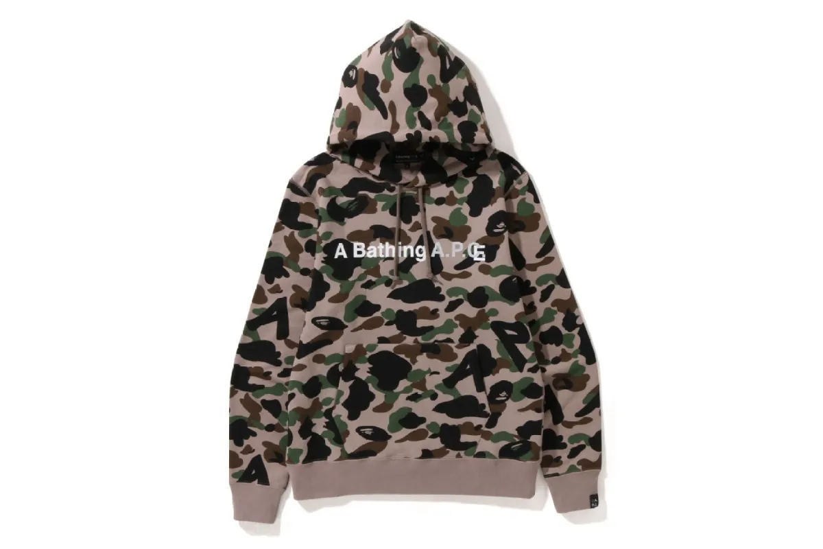 【 BAPE X A.P.C. 】CAMO WIDE FIT PULLOVER HOODIE sold by Bape