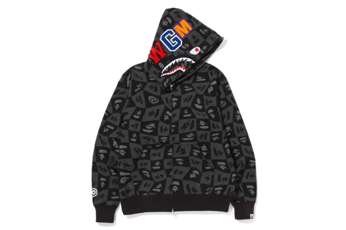 BAPE DISTORTION SHARK RELAXED FIT FULL ZIP HOODIE sold by Bape