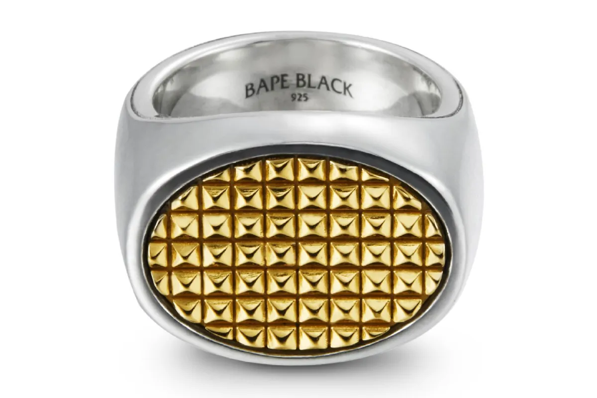 【 BAPE BLACK 】OVAL STUDDED RING made by Bape