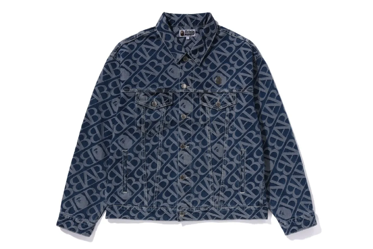 DENIM MONOGRAM METAL ONE POINT JACKET sold by Bape