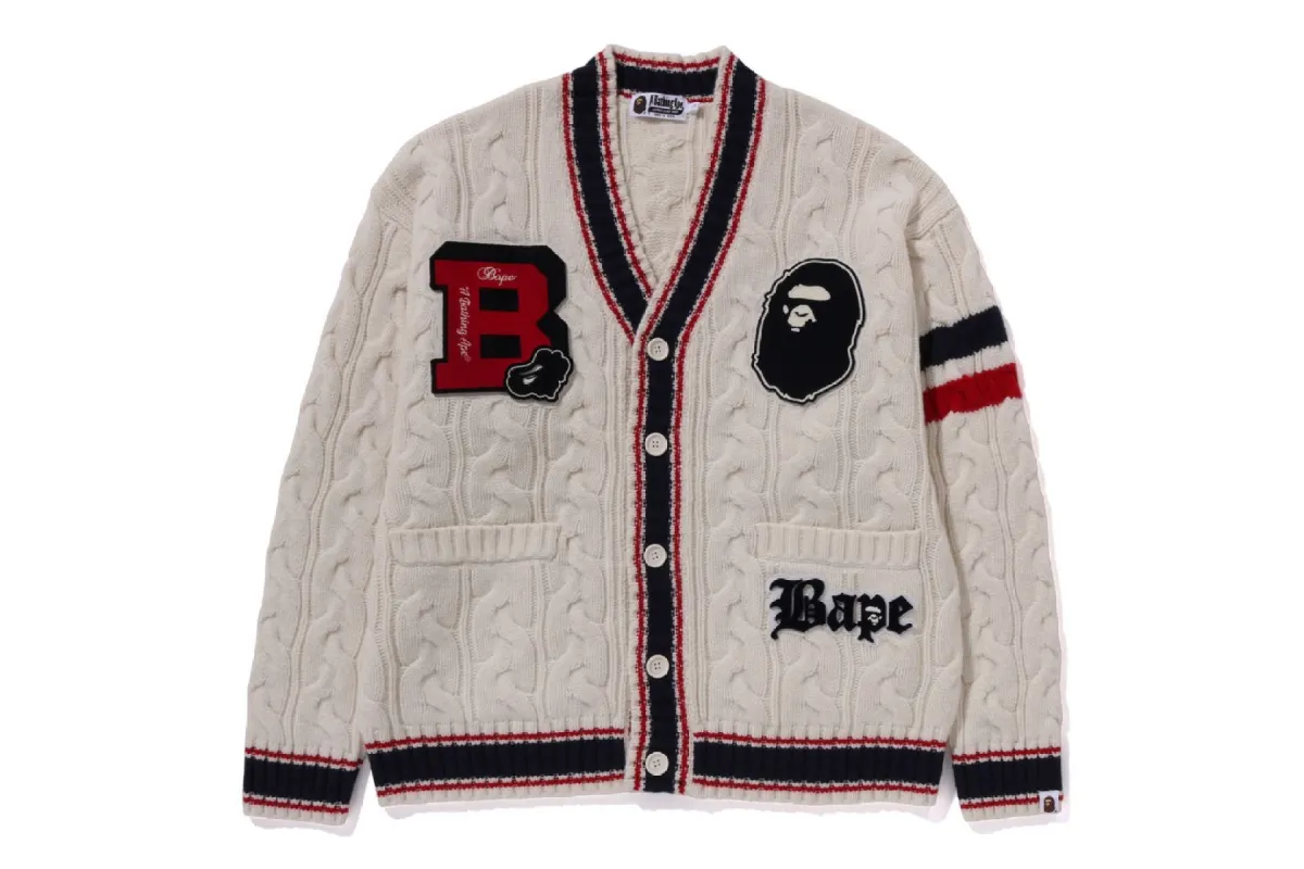 COLLEGE BADGES KNIT CARDIGAN sold by Bape