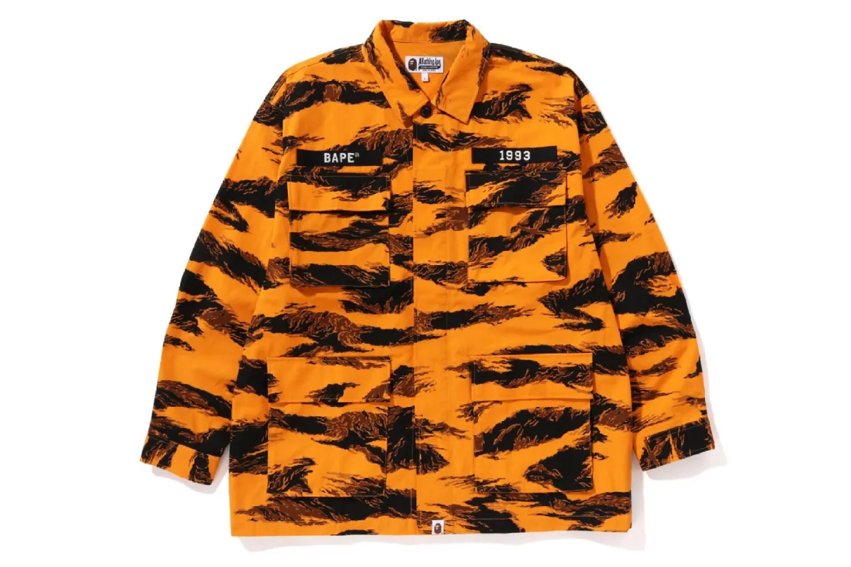 TIGER CAMO RELAXED FIT MILITARY SHIRT sold by Bape