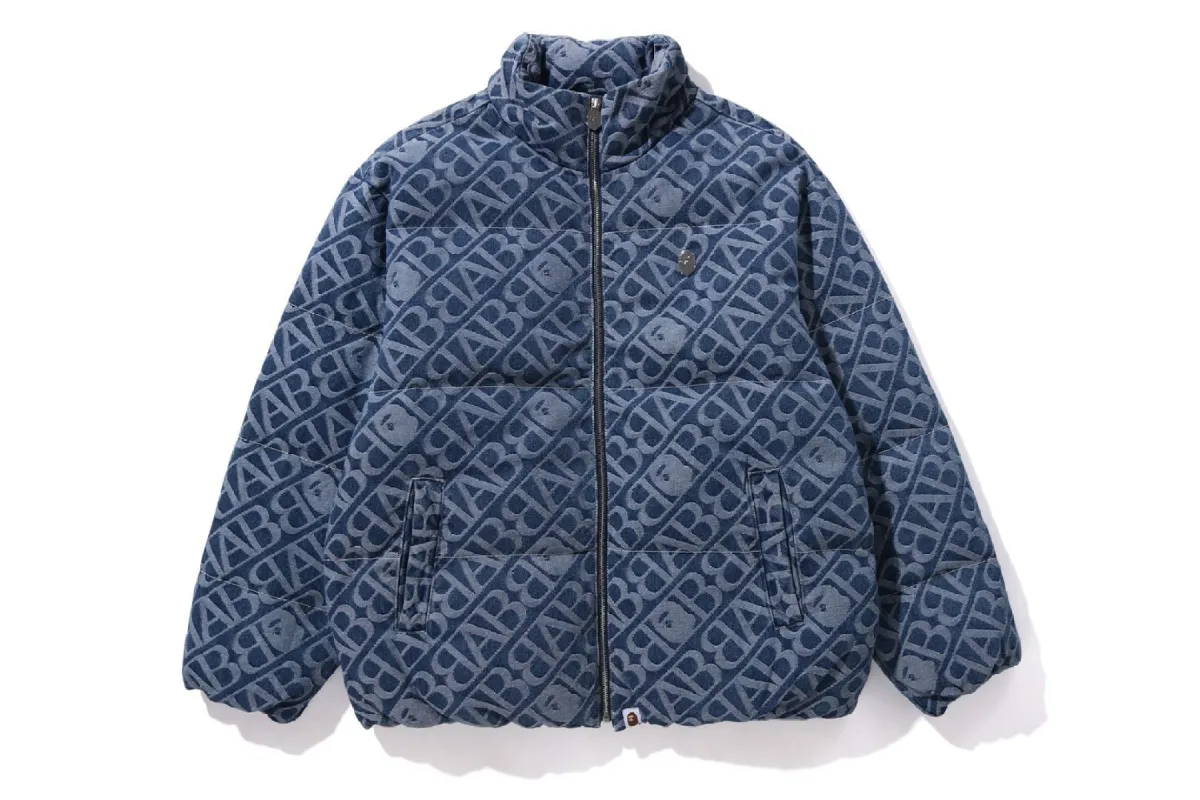 DENIM MONOGRAM PUFFER DOWN JACKET sold by Bape