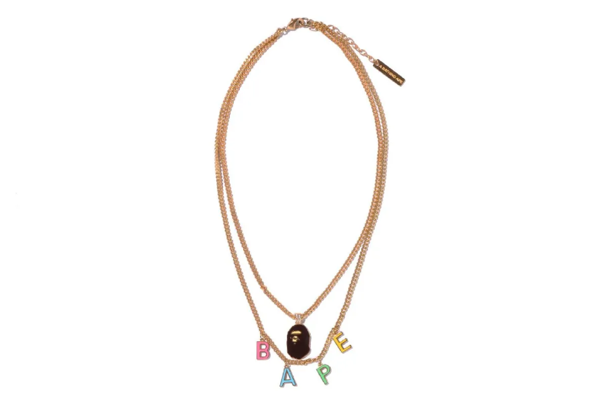 BAPE APE HEAD DOUBLE CHAIN NECKLACE sold by Bape