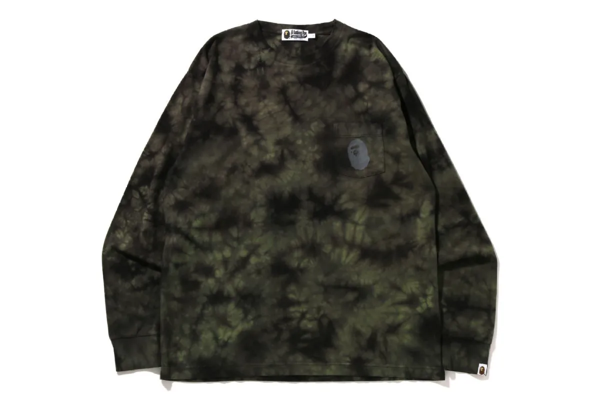 TIE DYE ONE POINT POCKET RELAXED FIT L/S TEE sold by Bape