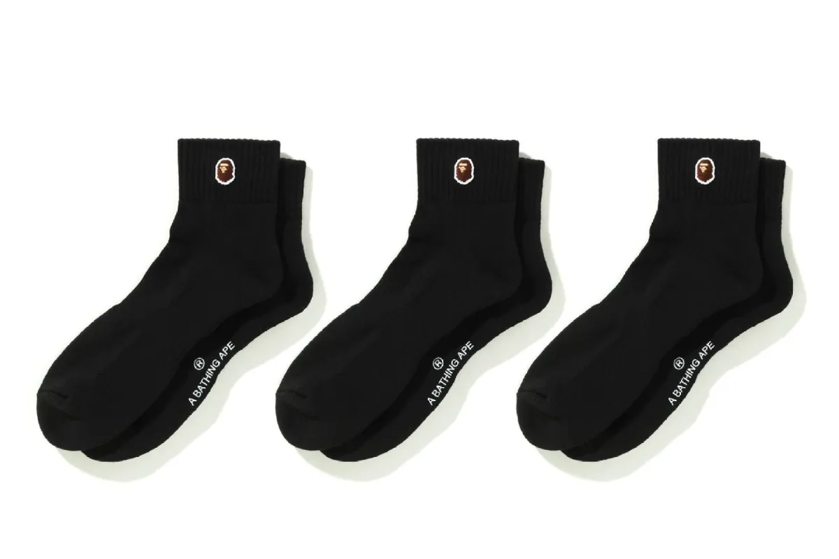 APE HEAD ONE POINT ANKLE SOCKS 3 PAIRS sold by Bape