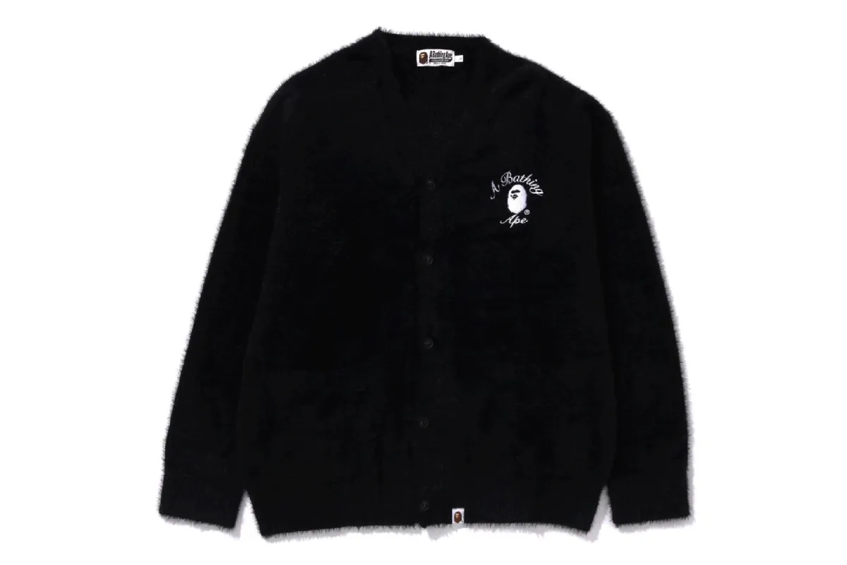 EMBROIDERY SHAGGY KNIT CARDIGAN sold by Bape