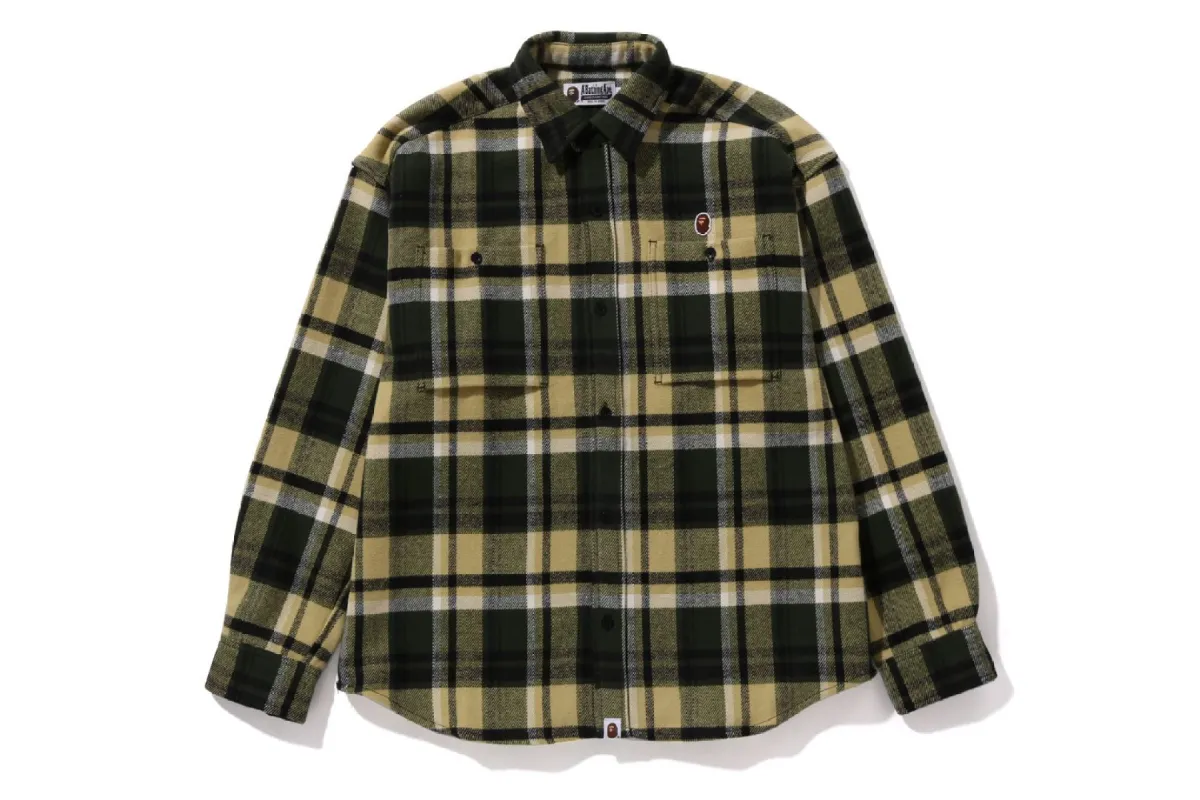 BAPE CHECK  APE HEAD ONE POINT FLANNEL SHIRT sold by Bape
