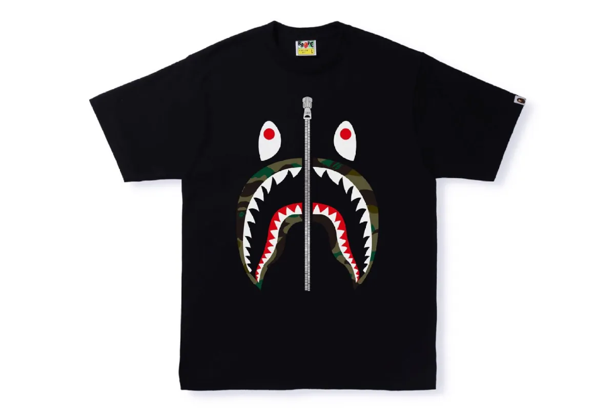 1ST CAMO SHARK TEE sold by Bape