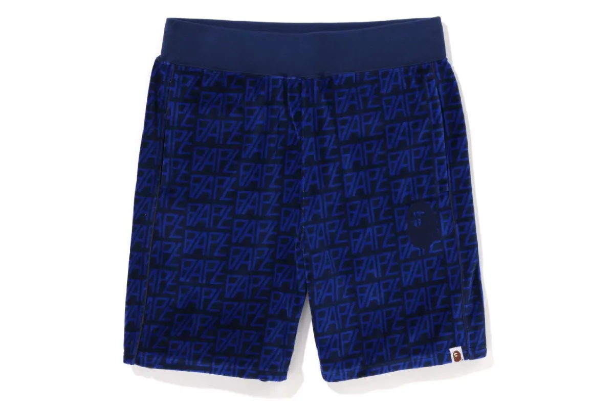 BAPE LOGO MONOGRAM VELOUR SHORTS sold by Bape