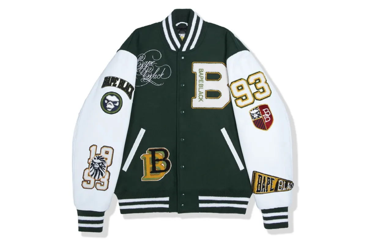 【 BAPE BLACK X GOLDEN BEAR SPORTSWEAR 】VARSITY JACKET sold by Bape