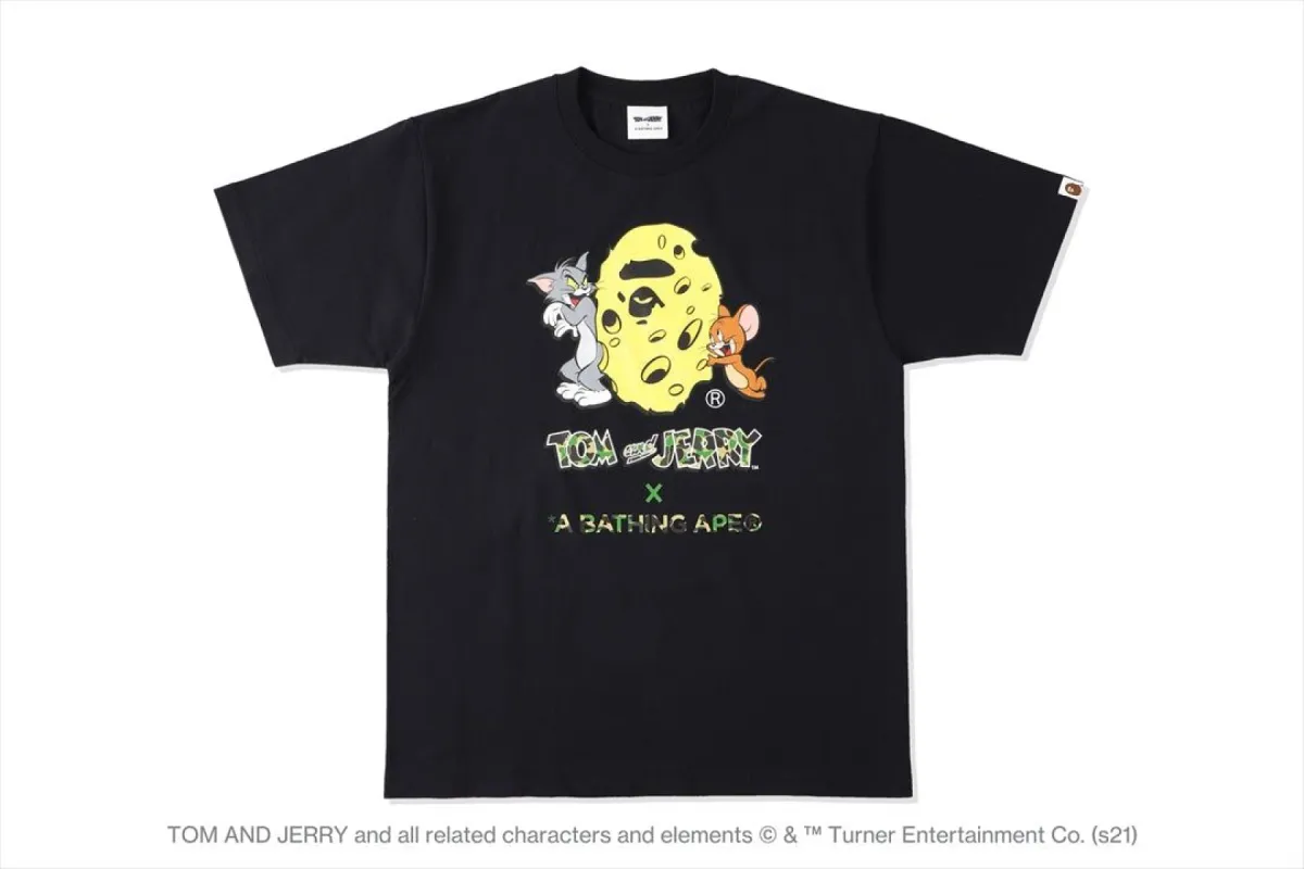 【 BAPE X TOM AND JERRY 】CHEESE APE HEAD TEE sold by Bape