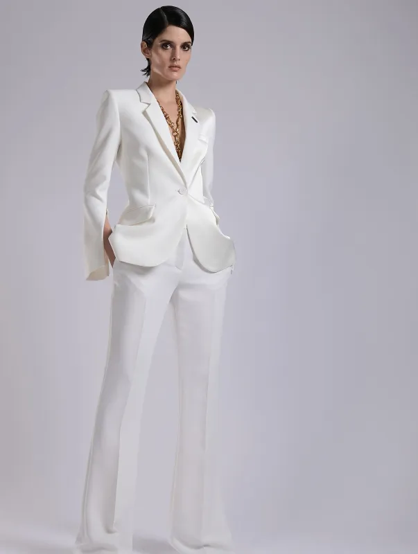 Veste à manches zippées en crêpe et satin ivoire sold by Barbara Bui