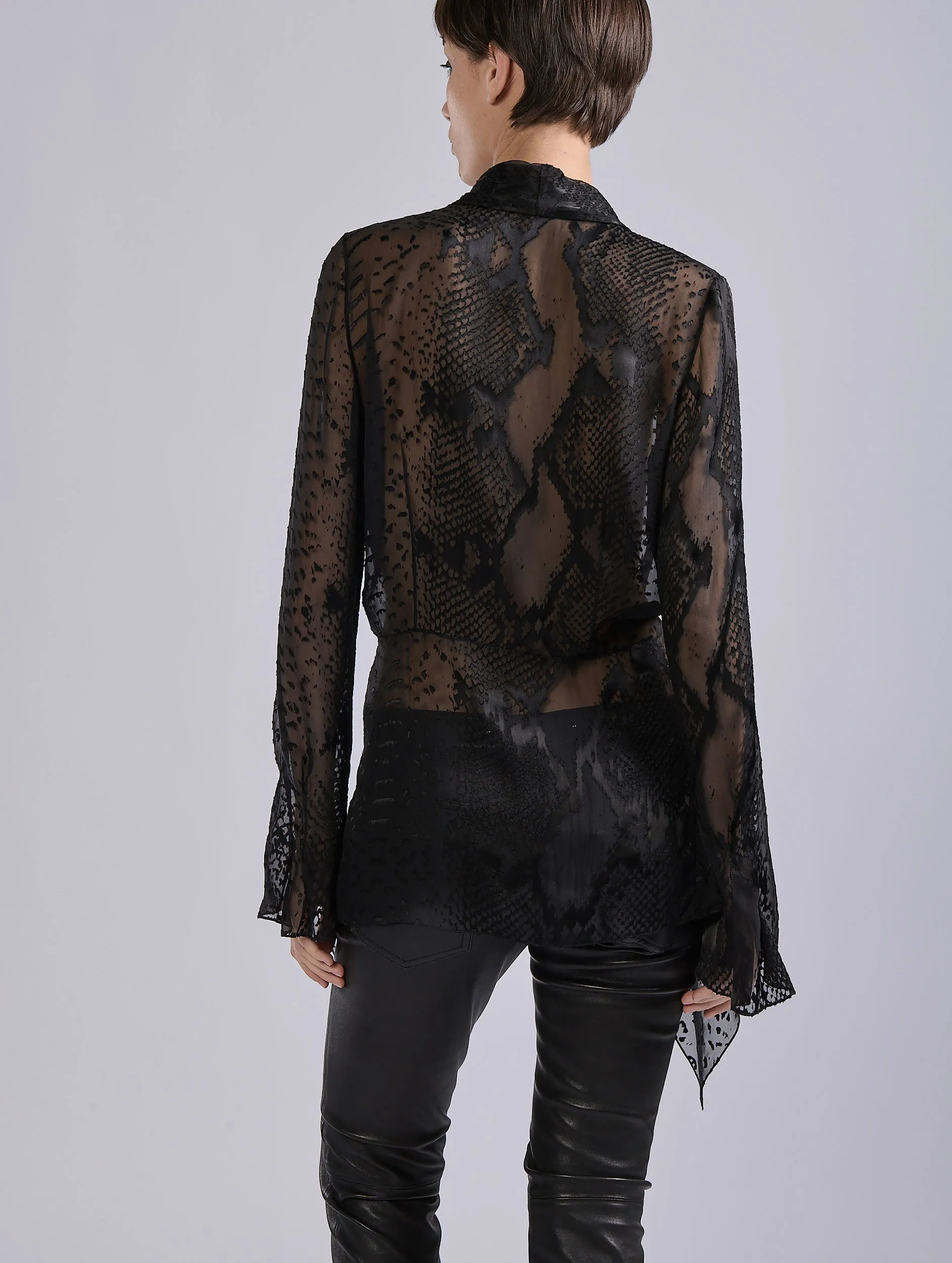 Blouse en satin dévoré motif python noir sold by Barbara Bui product image thumbnail 3