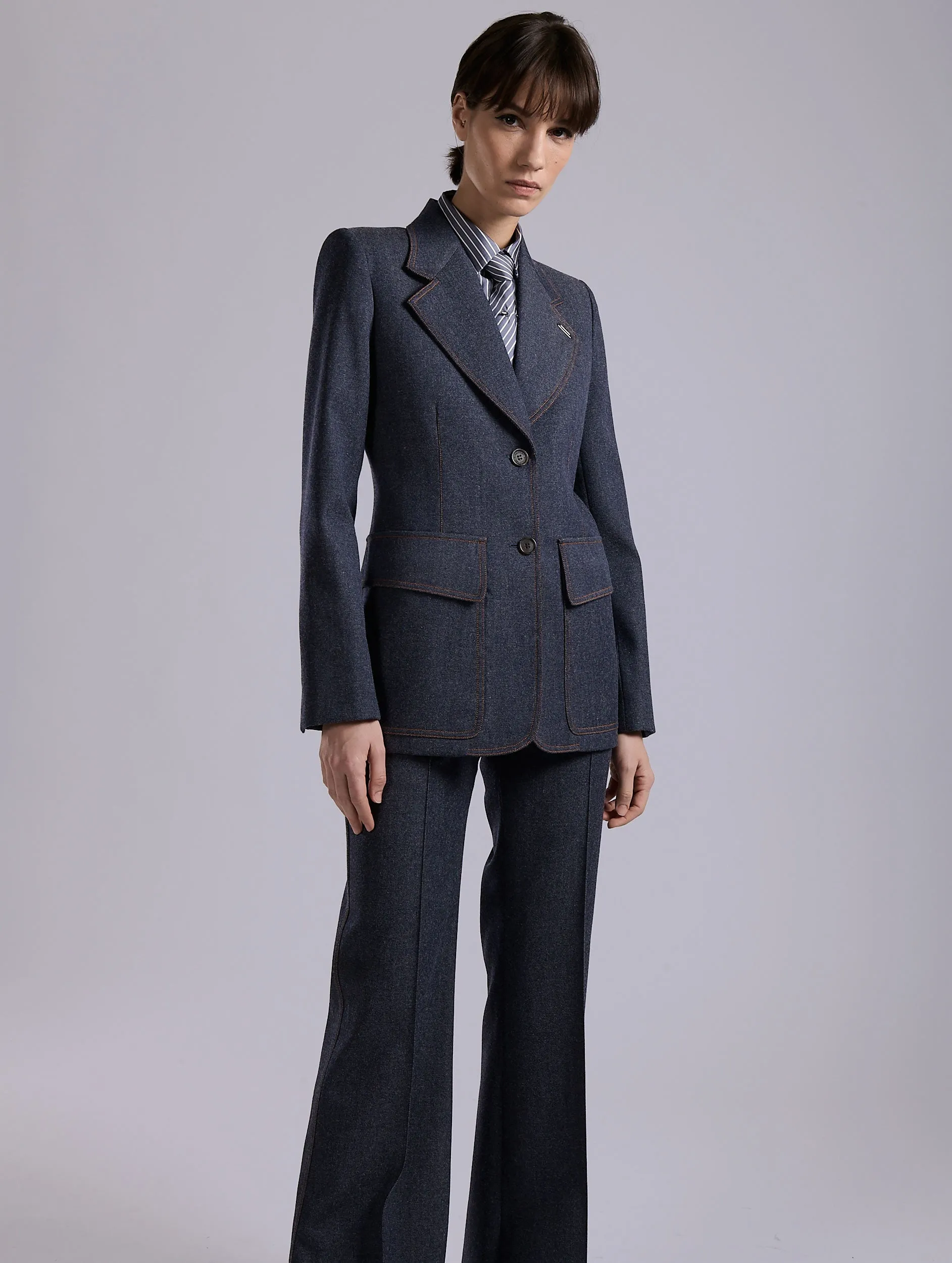 Veste cintrée en denim de laine bleu sold by Barbara Bui product image thumbnail 4