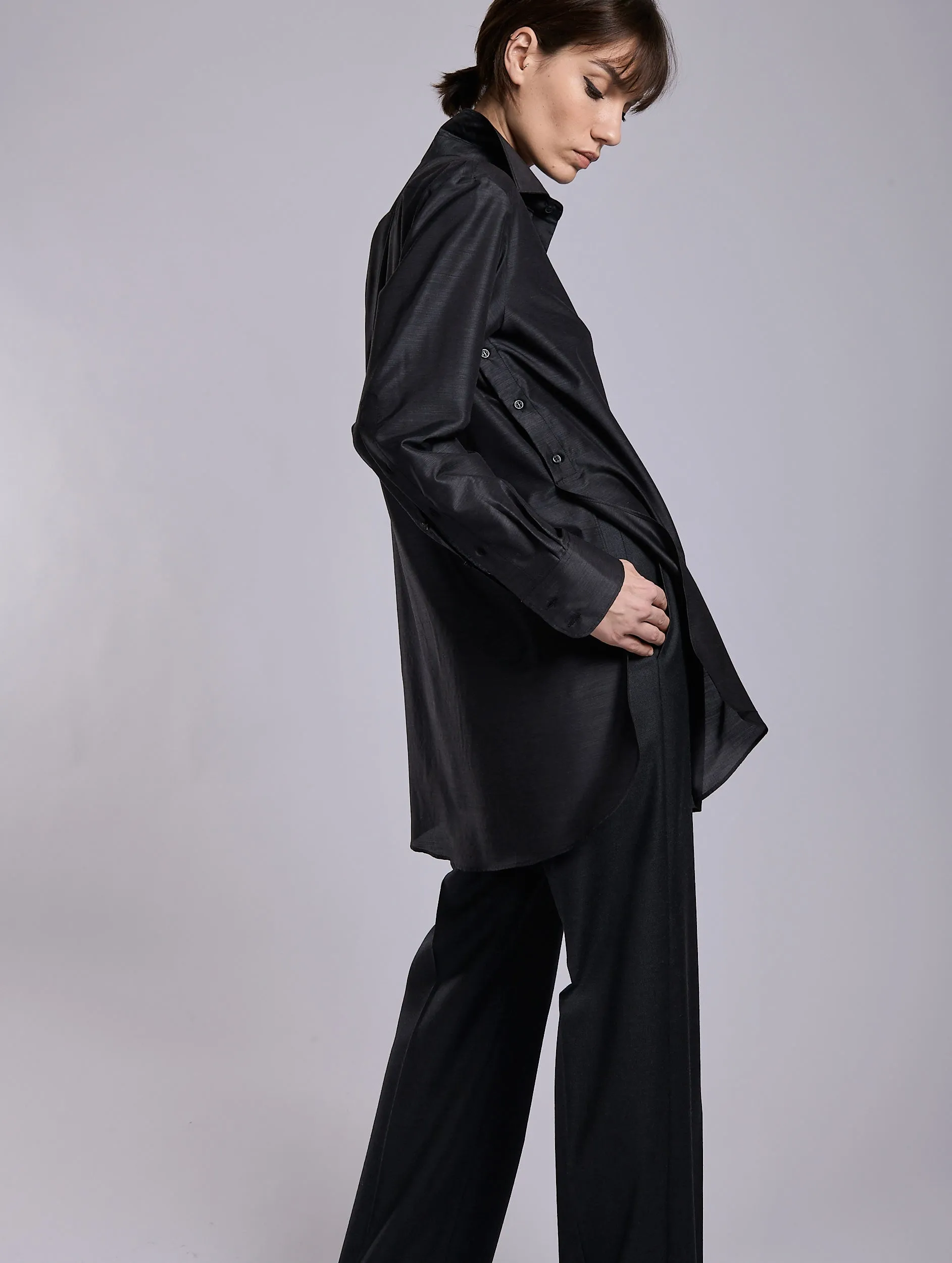 Chemise ample en laine et soie extrafine grise sold by Barbara Bui product image thumbnail 3