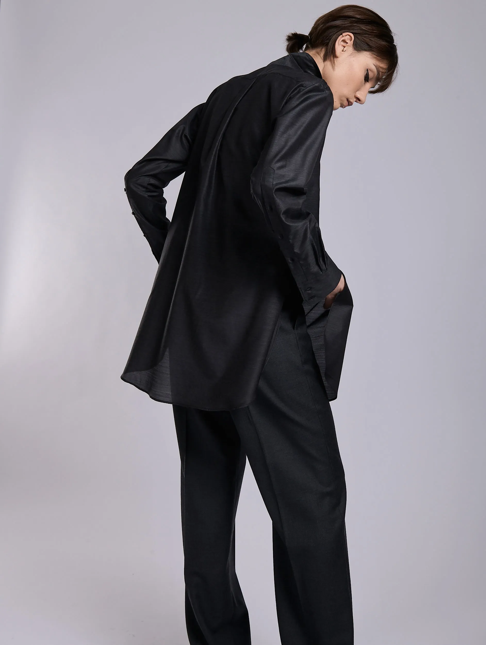 Chemise ample en laine et soie extrafine grise sold by Barbara Bui product image thumbnail 4