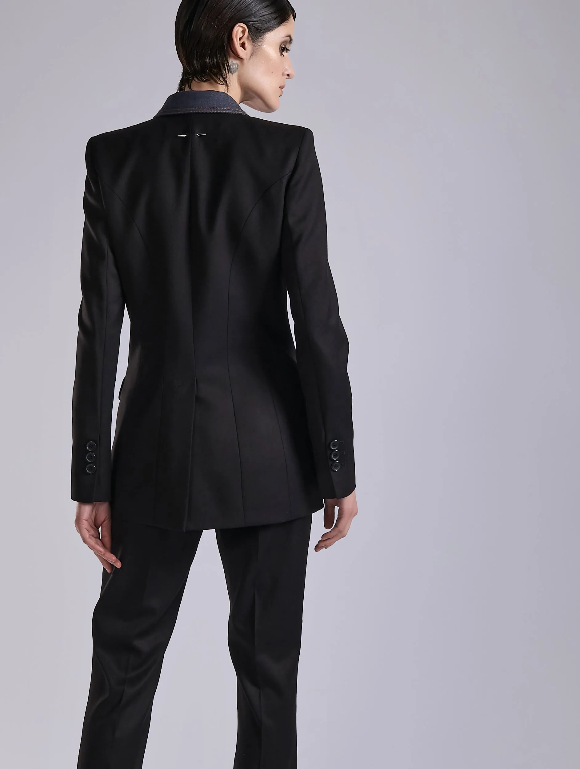 Veste bimatière en sergé stretch noire sold by Barbara Bui product image thumbnail 3