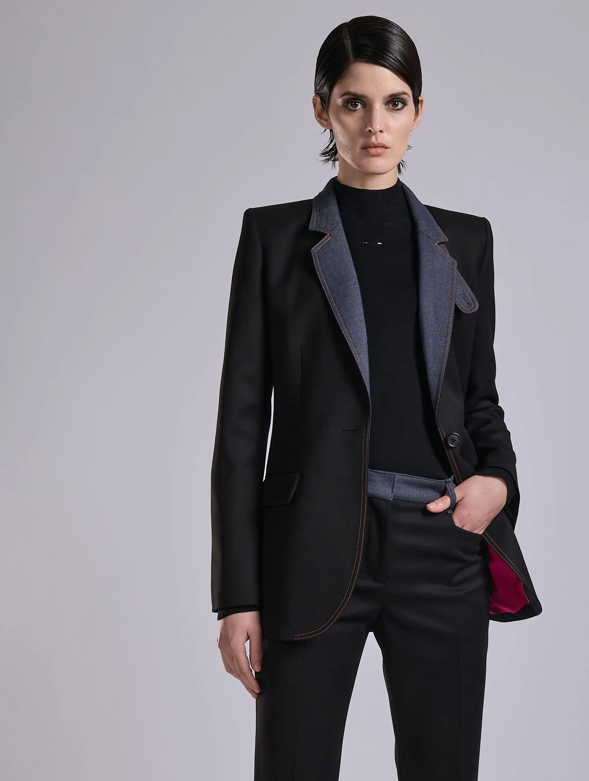 Veste bimatière en sergé stretch noire sold by Barbara Bui product image thumbnail 5