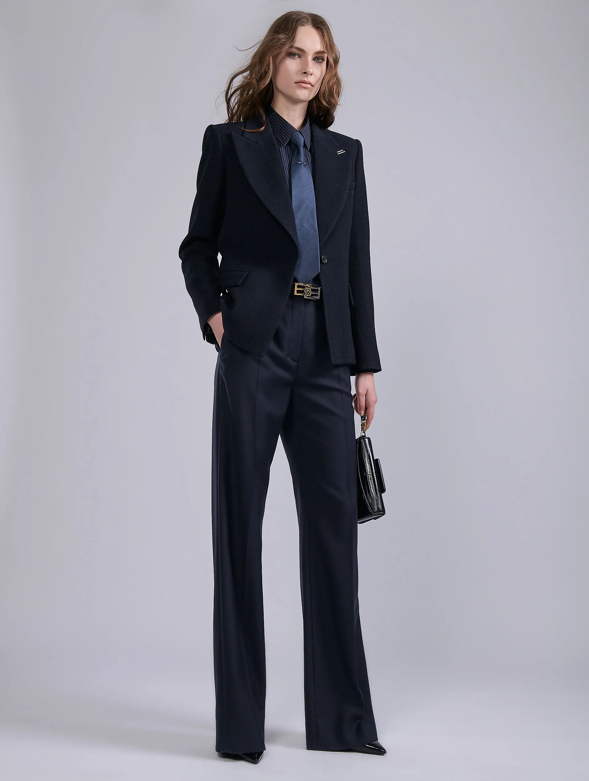 Veste en chevron texturé marine sold by Barbara Bui