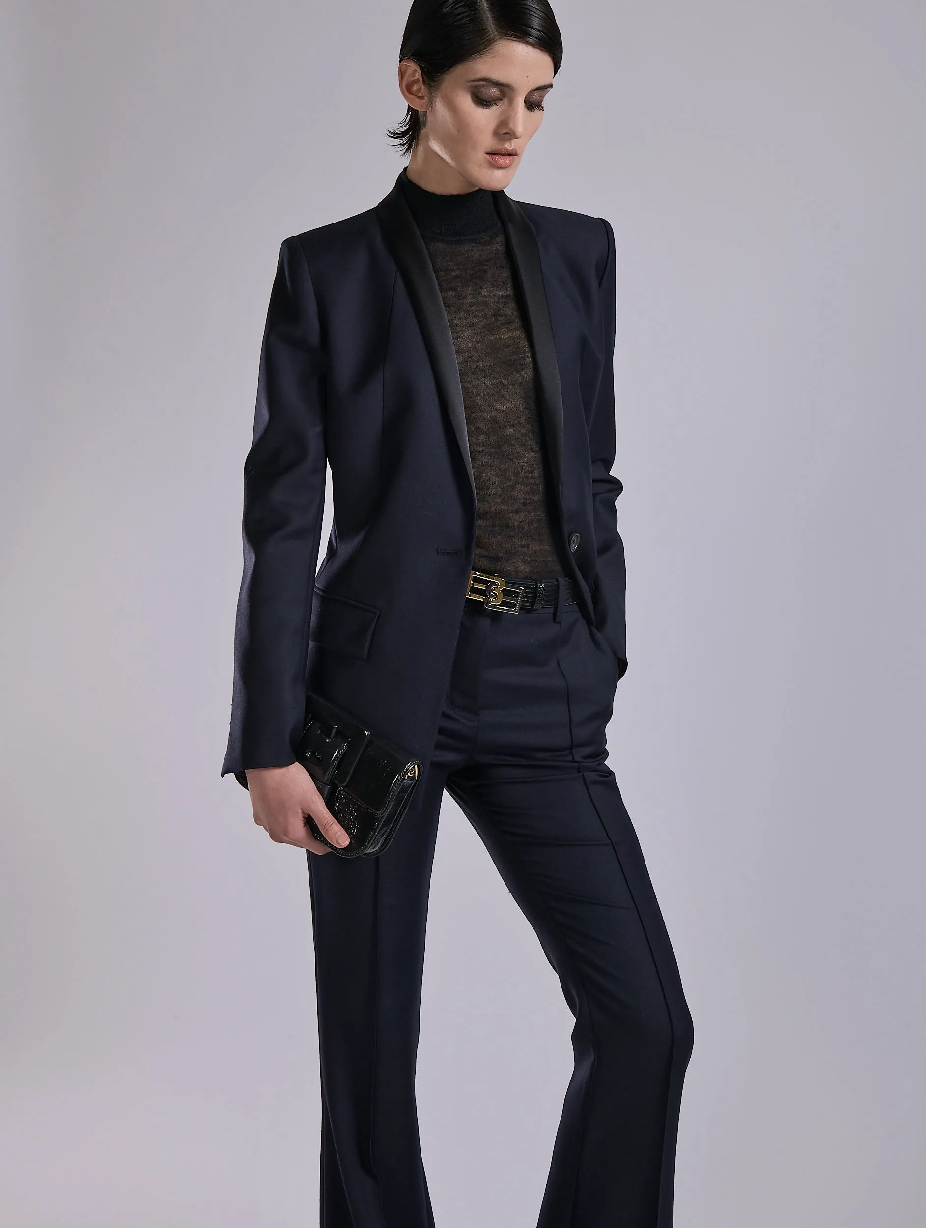 Veste à col satin en sergé laine cachemire marine sold by Barbara Bui product image thumbnail 4