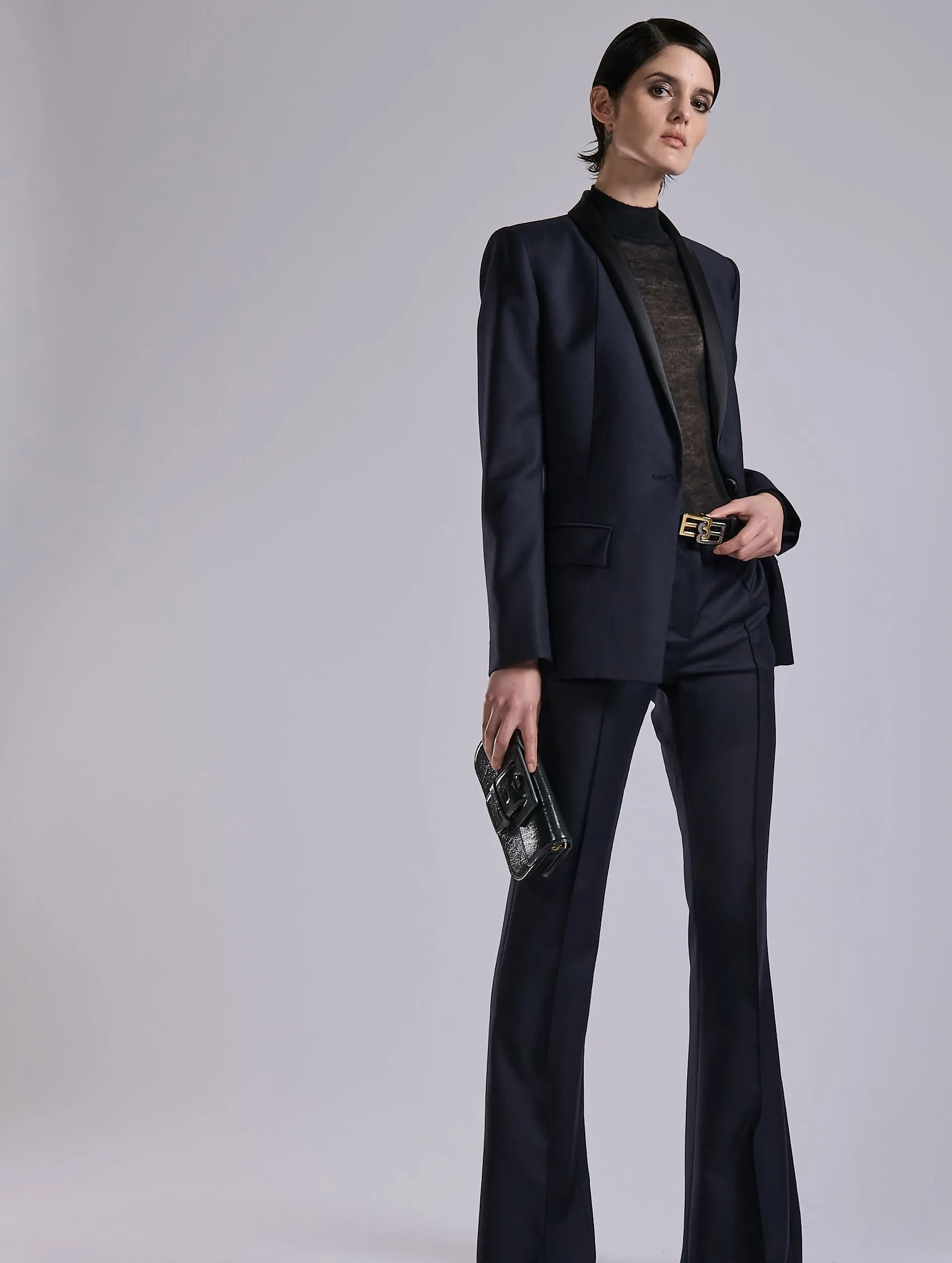 Veste à col satin en sergé laine cachemire marine sold by Barbara Bui product image thumbnail 3