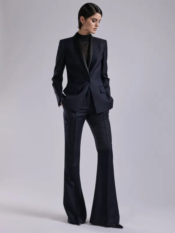 Veste à col satin en sergé laine cachemire marine sold by Barbara Bui