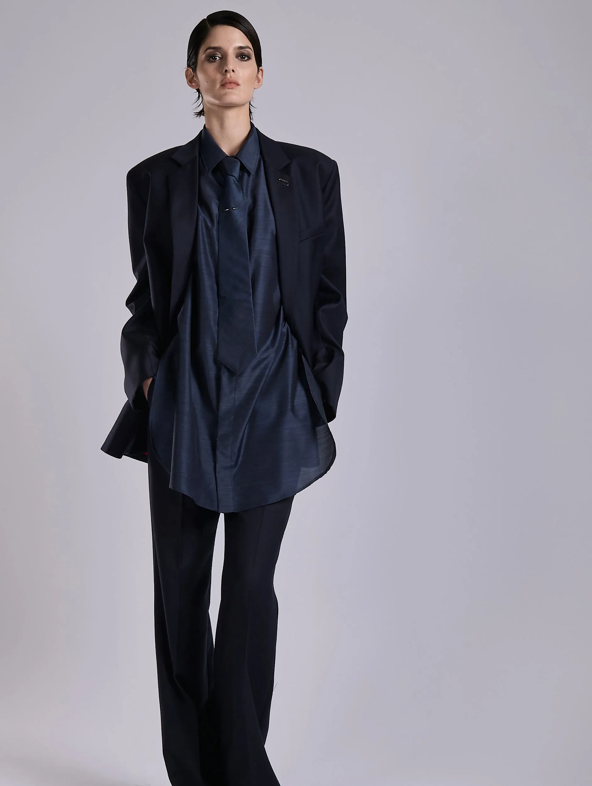 Veste droite en sergé de laine et cachemire marine sold by Barbara Bui product image thumbnail 2