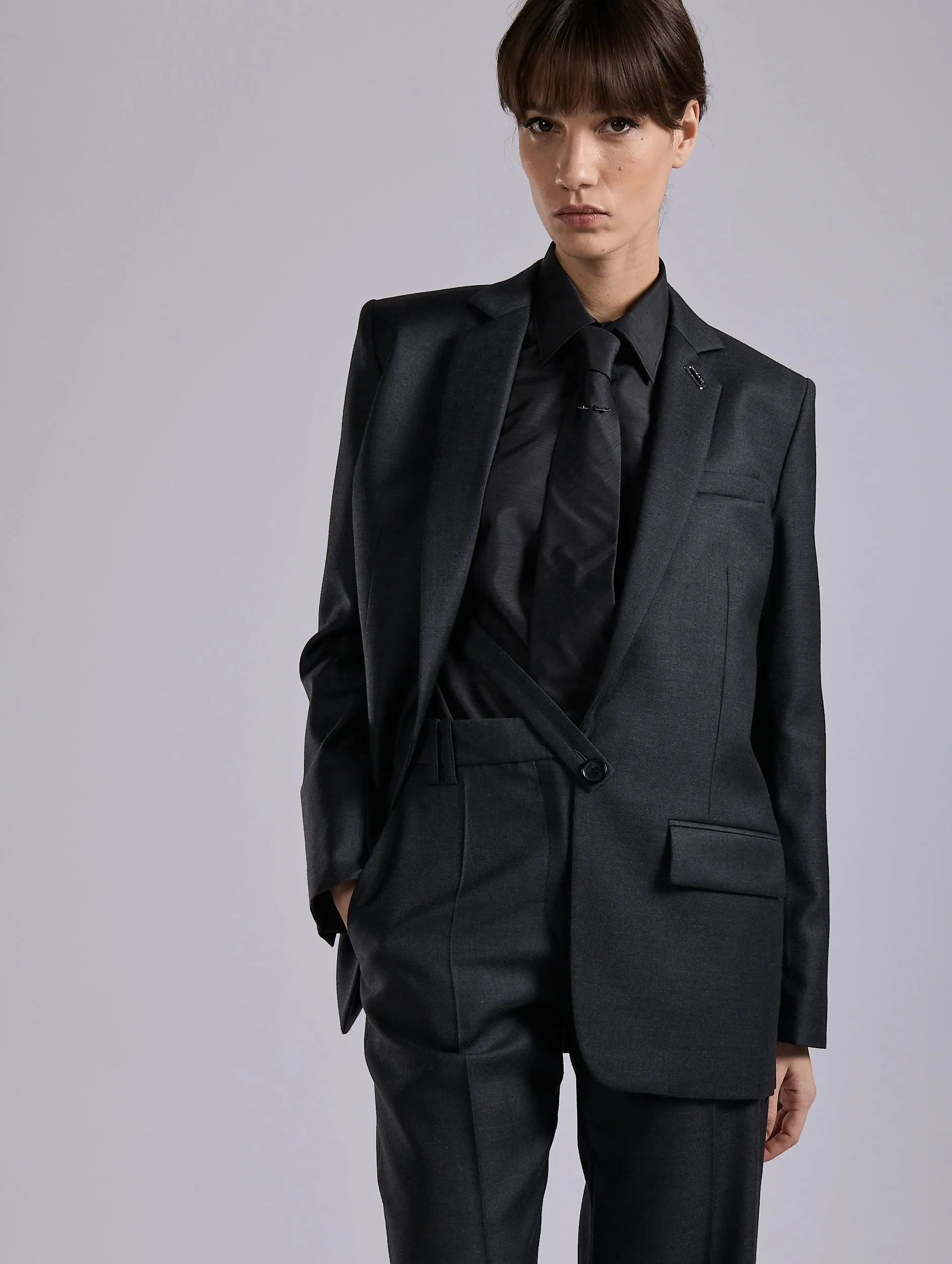 Veste droite en sergé de laine et cachemire gris sold by Barbara Bui product image thumbnail 4