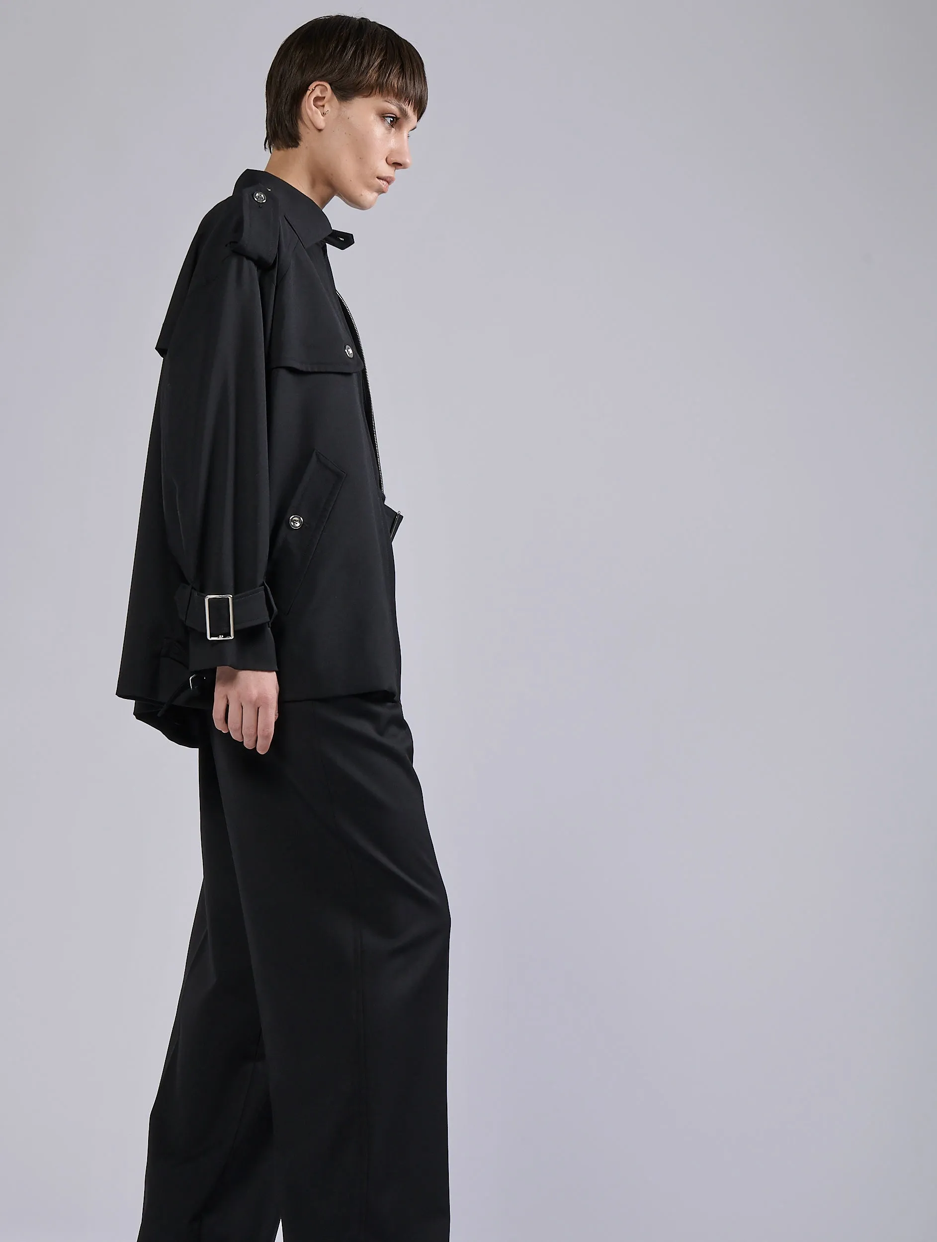 Blouson oversized en gabardine de laine noir sold by Barbara Bui product image thumbnail 4