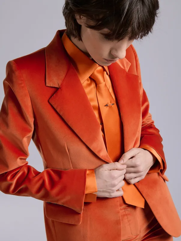 Veste cintrée en velours orange sold by Barbara Bui