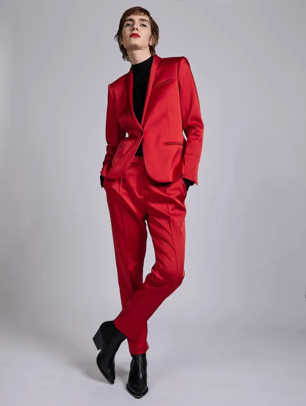 Veste cintrée en satin rouge sold by Barbara Bui